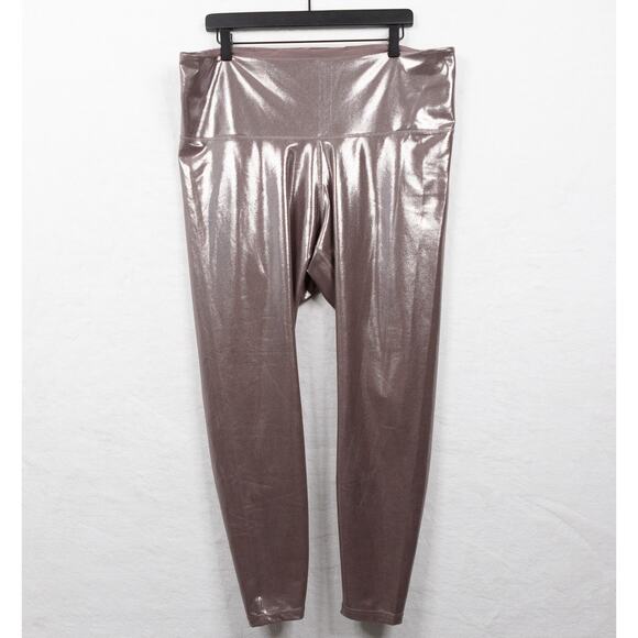 OLD NAVY Active Extra High-Rise PowerSoft Leggings Shiny Taupe Metallic Sz XXL - Picture 3 of 8